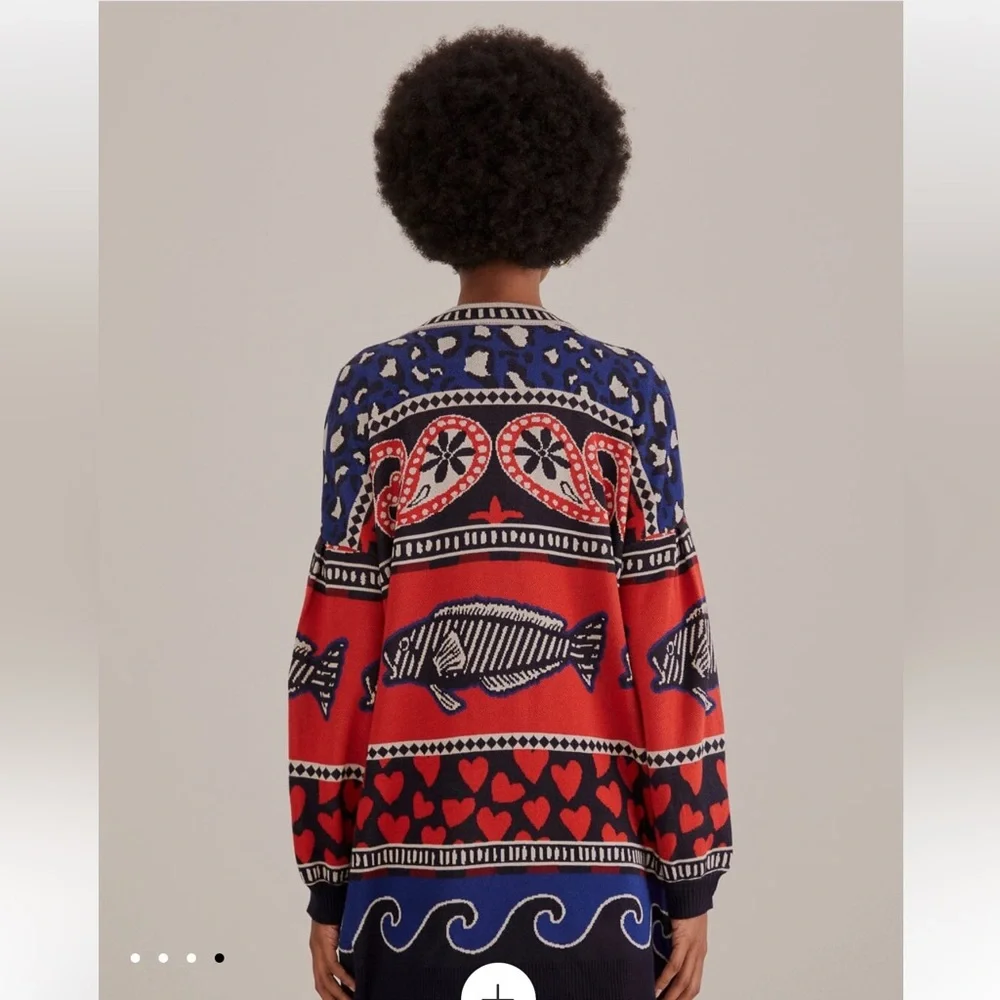 FARM Rio Red and Blue Patterned Cardigan - Picture 3 of 9